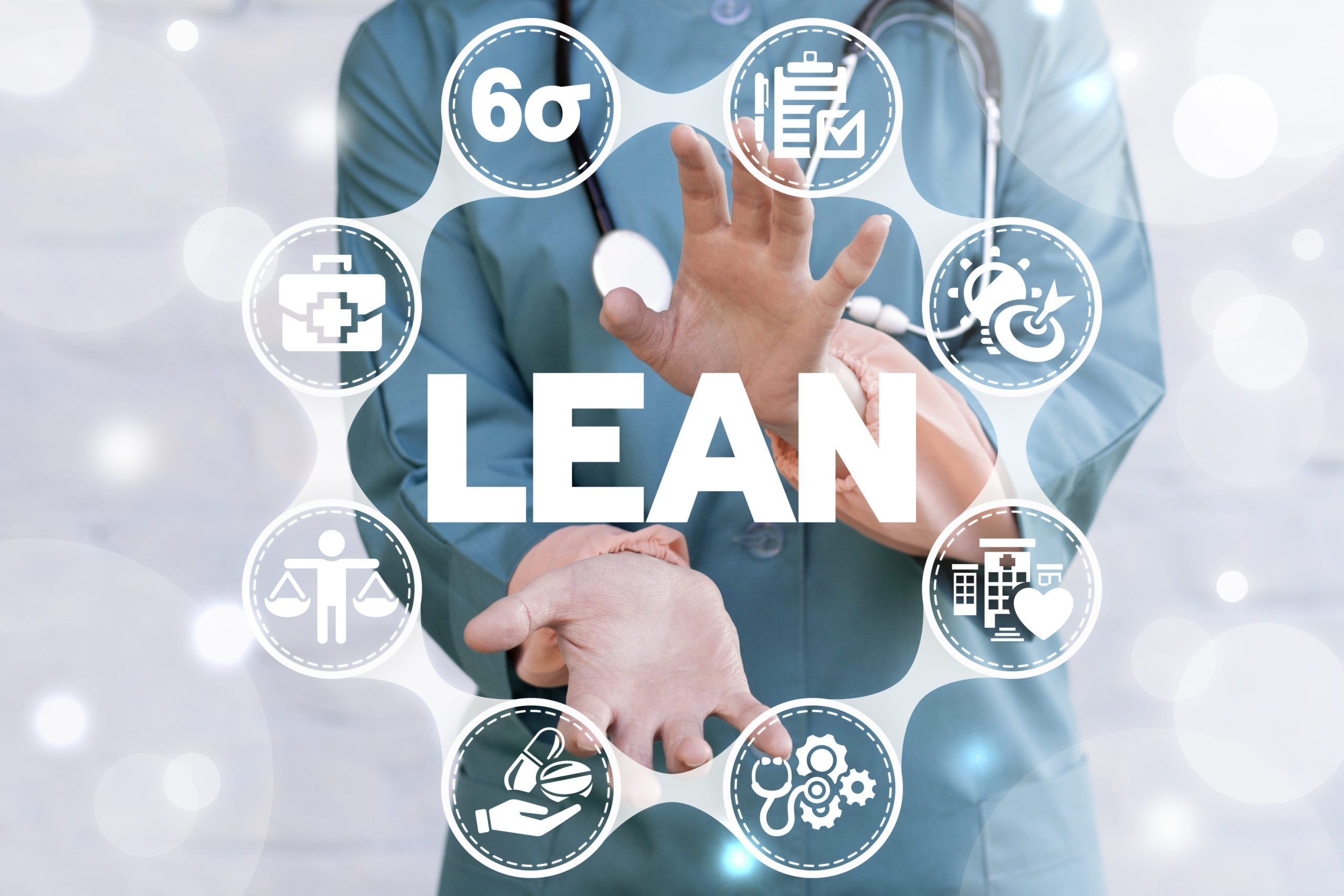 Lean,Medicine,Concept.,Doctor,Using,Virtual,Touchscreen,And,Offers,Lean